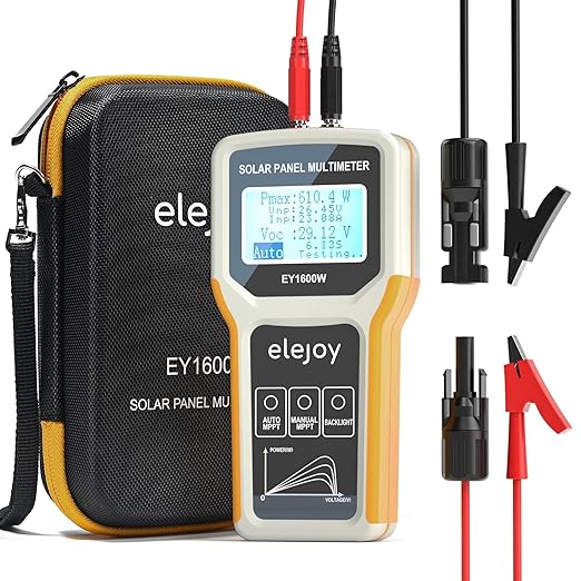 EY1600W Solar Panel Tester Multimeter DC/AC Solar Panel Watt Meter Photovoltaic Panel Solar Tracker Auto &amp Manual MPPT Open Circuit Volt Current Troubleshoot Utility Tool Backlit LCD (Upgrade)