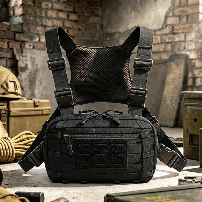 Tactical Chest Pack EDC Chest Bag Utility Molle Chest Rig Pouch with CCW Compartment Adjustable Strap Admin Pouch