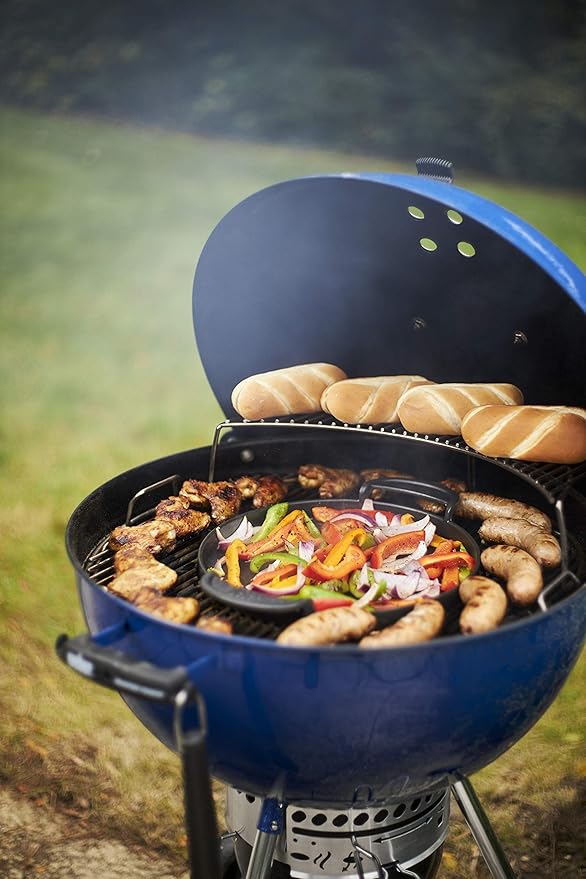 Weber Master-Touch Charcoal Grill 22-Inch Deep Ocean Blue – Premium Outdoor BBQ Grill with Tuck-Away Lid Holder &amp One‑Touch™ Cleaning System Porcelain‑Enameled Kettle