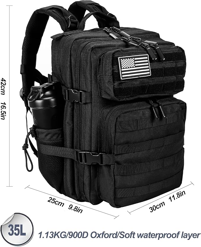 LHI Tactical Military Backpack for Men and Women 25L/35L Army Assault Pack Bag Small Rucksack with Bottle Holder