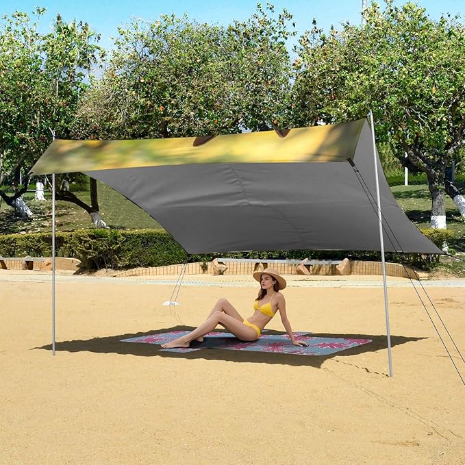 ALAZA German Shepherd Dog Natural Beach Tent Sun Shelter Portable Canopy Sunshade for Outdoor Camping Picnics Backyard Fun 10x9 ft