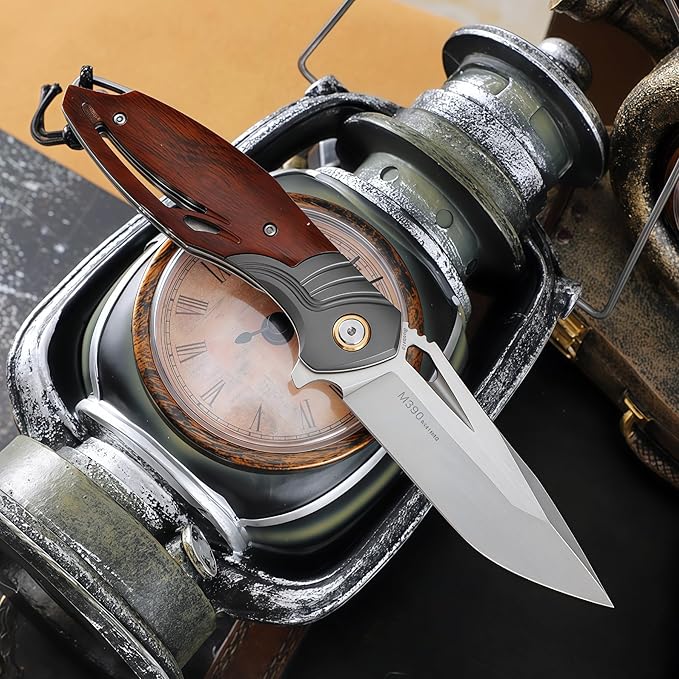 Pocket Knife Hunting Knives &amp Tools Knifes HRC 62 Desert Ironwood Handle Hand-Carved Vegetable-Tanned Leather Sheath Folding Knife for Men