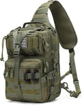 Tactical Sling Bag Backpack Military Rover Shoulder Sling Pack EDC Molle Assault Range Bag Crossbody Chest Pack (Army Green)