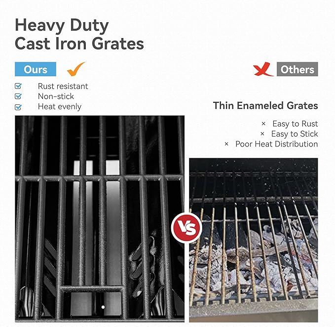 2 in 1 Propane Griddle Grill Combo 6-Burner Propane Gas BBQ Grill with Porcelain-Enameled Cast Iron Grates &amp Plate 42000 BTU Combo Grill with Side Stove for Outdoor Cooking Camping Patio Backya