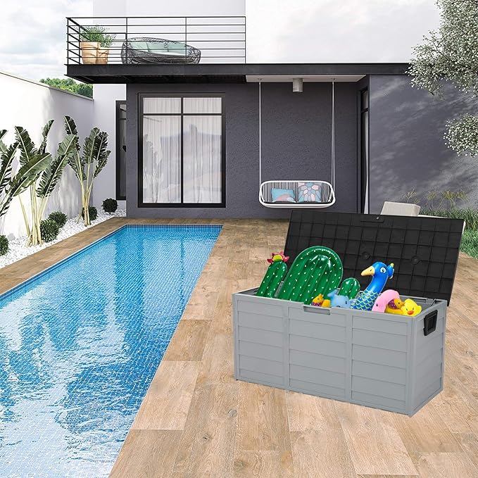 The 75 Gallon Plastic Storage Box is Suitable for Outdoor Storage in Courtyards Gardens and Yards that are Weather Resistant