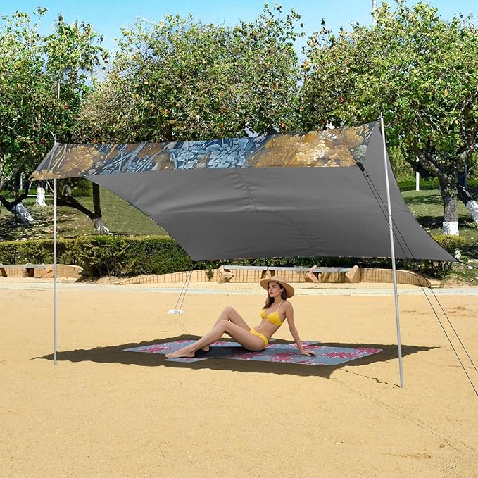 ALAZA Unicorn Forest Magic Beach Tent Sun Shelter Portable Canopy Sunshade for Outdoor Camping Picnics Backyard Fun 10x9 ft
