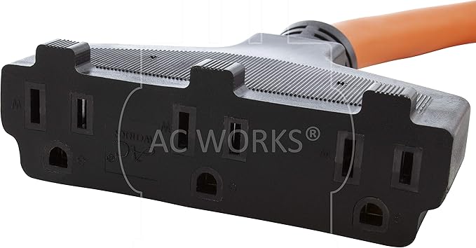 AC WORKS L5-30 30Amp 3-Prong Locking Generator Distribution Cord (25FT L5-30 to Tri-Household Flexible)