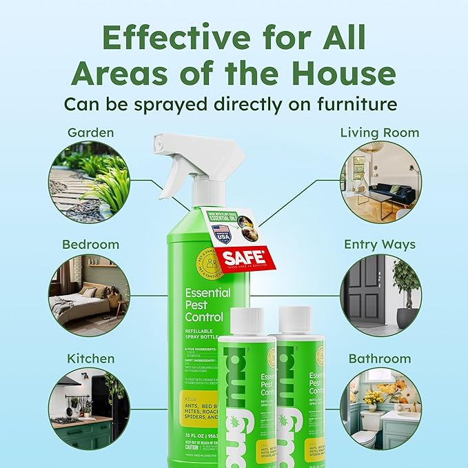 BugMD Essential Pest Control Starter Kit + BugMD Pet Odor &amp Stain Remover – Natural Pest Control + Family &amp Pet Safe Enzyme Cleaner – Kill Ants Roaches Spiders &amp Eliminate Pet Stains &am