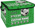Soccer Custom Storage Bins with Lid Foldable Fabric Personalized Storage Basket Box with Handle Storage Organizer Container for Home Bedroom Closet