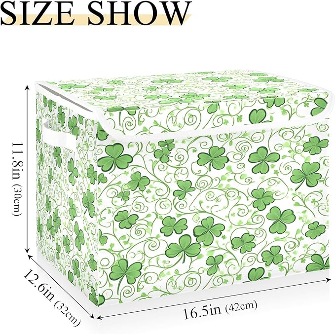 Twisted Clover Fabric Storage Bins with Lids and HandleFoldable Storage Bins with LidsCloset Organizers for Clothes Storage Room Organization Office Storage Chest Organizer