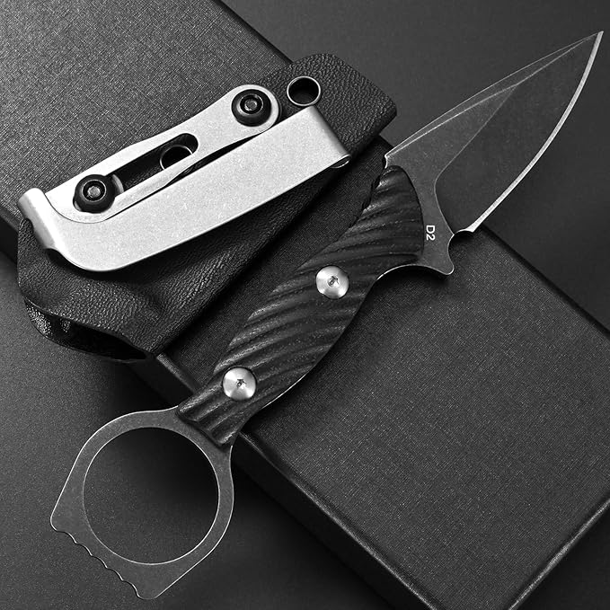 C1399 6.5 Small Fixed Blade KnifeD2 Blade G10 Handle Full Tang EDC Tool Knife with Pocket Clip for OutdoorSurvivalHikingCamping