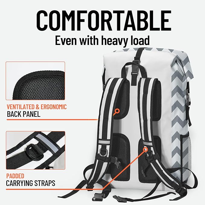 Waterproof Dry Bag Heavy Duty Marine Dry Bags for Kayaking Hiking Anchor Nautical Navy Blue Gray Striped Backpack Roll-Top Closure Bag - Backpack Waterproof Phone Case 35L/55L/85L