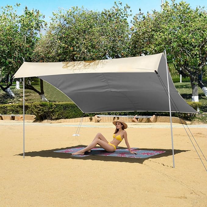ALAZA Daisy Plants with Flowers Beach Tent Sun Shelter Portable Canopy Sunshade for Outdoor Camping Picnics Backyard Fun 10x9 ft