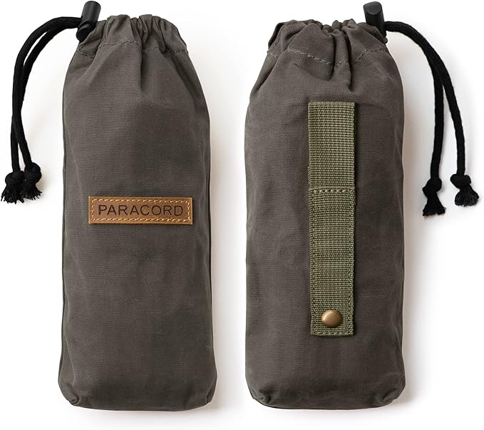 SurvivorCord Bag - Canvas Bushcraft Bag with MOLLE Strap to Hold Up To 100ft SurvivorCord - Waxed Canvas Paracord Pouch - Bushcraft for Hiking Mushroom Foraging Camping - Charcoal Gray