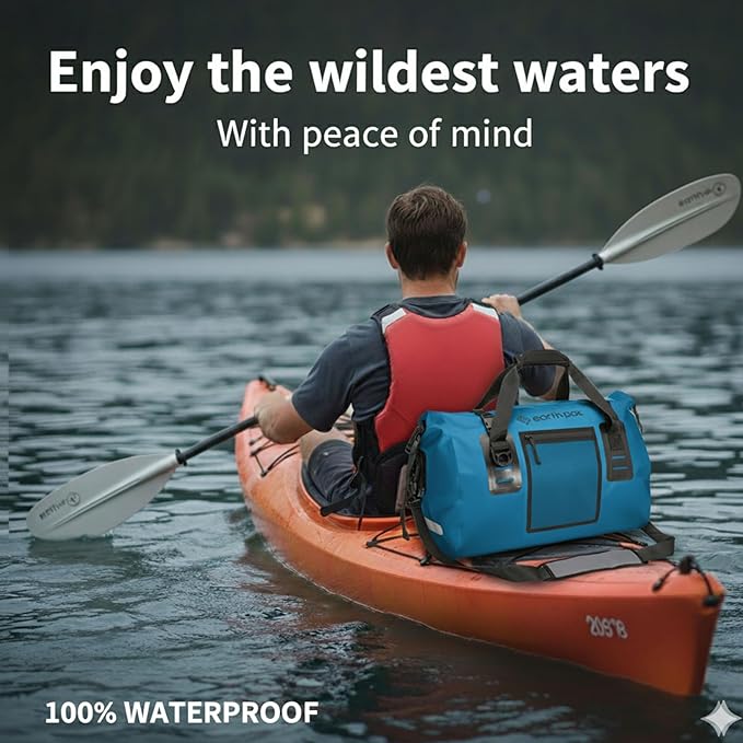 Earth Pak Waterproof Duffel Bag - Heavy Duty Motorcycle Dry Bag with Large Storage Space Perfect for Traveling Camping Kayaking Fishing &amp Canoeing Bag 50L/70L/90L/120L Sizes