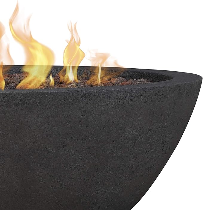 Real Flame Riverside 36 Propane or Natural Gas Fire Pit - Stainless Steel Burners Natural Gas Conversion Kit Included 50000 BTUs Push Button Ignition - Shale