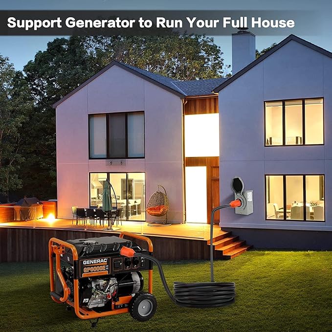 Finderomend 25 ft 50 Amp Generator Cord and Power Inlet Box Combo Kit125/250 VoltsGenerator Power Cord NEMA 14-50P to SS2-50R Extension Cordfor Home RV Backup Power Solution