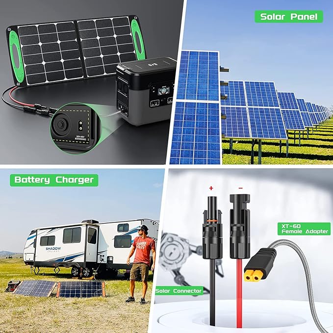 Solar Connector to XT60 Extension Cable 11Ft Power Solar Adapter for Anker Powerhouse ECOFLOW River 2 Pro Max River Solar Panel Charging Cable ALLPOWERS S2000 Portable Power Station &amp Solar Genera