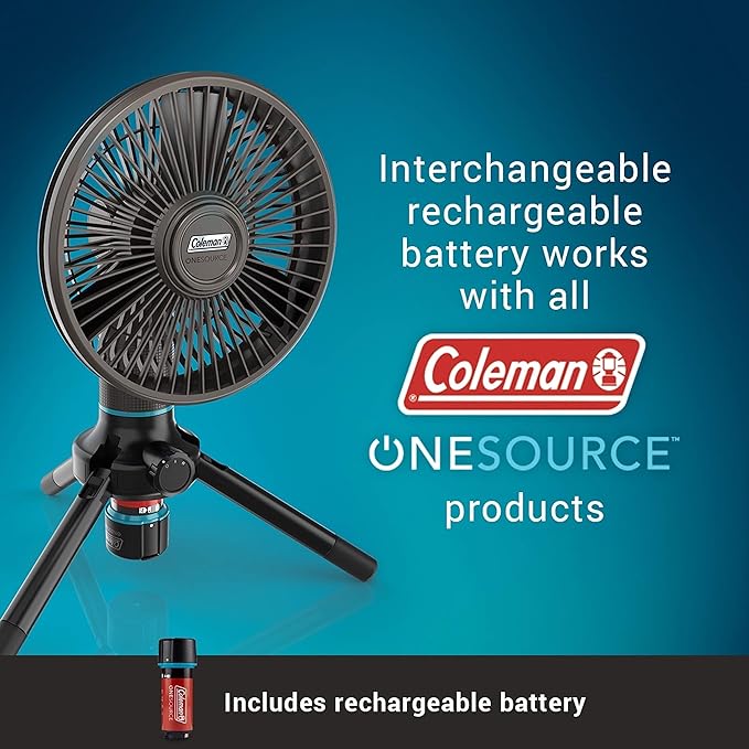 Coleman OneSource Rechargeable Outdoor Camping Gear: Camp Shower Cordless Vacuum Fan Speaker &amp Air Pump Options with Included Rechargeable Battery