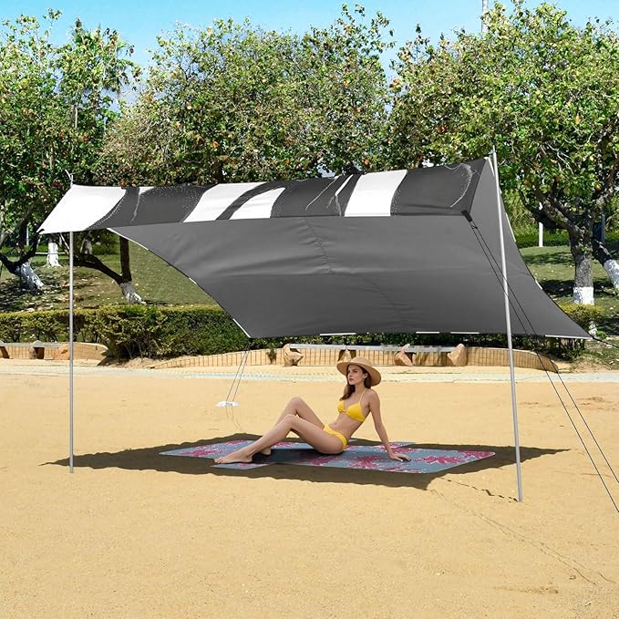 ALAZA Black Cats Silhouettes Pattern Beach Tent Sun Shelter UPF50+ Protection Beach Shade Canopy w/ 4 Sandbags for Outdoor Camping Fishing Backyard Fun Picnic 10x9 ft