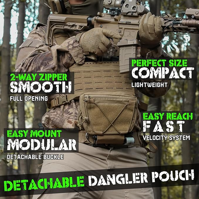 WYNEX Tactical Plate Carrier Drop Dangler Pouch for Molle Carrier Vest Chest Rig Accessories with Hook Loop Panel