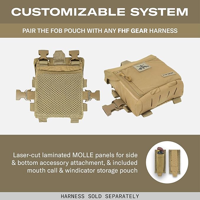 FHF Gear FOB Bino Pouch – Magnetic Binocular Case with MOLLE Fleece Lining &amp Wind Indicator Storage for Hunting &amp Field Use