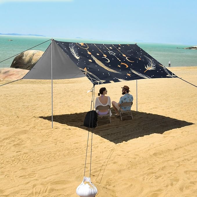 ALAZA Dream Catcher and Stars Beach Tent Sun Shelter Portable Canopy Sunshade for Outdoor Camping Picnics Backyard Fun 10x9 ft