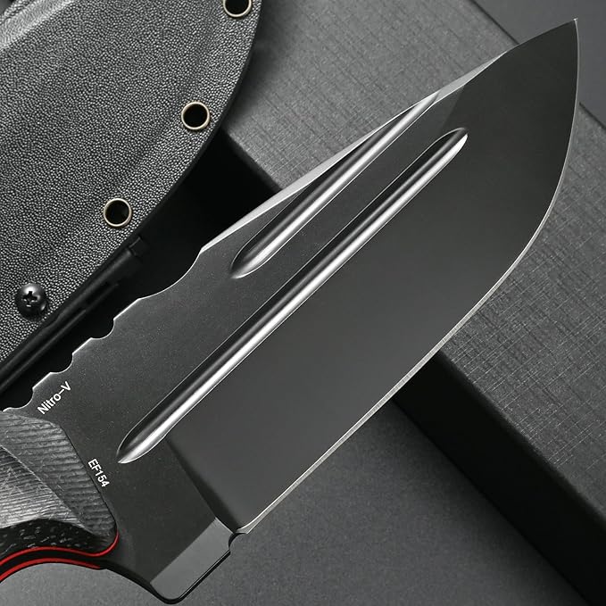 Eafengrow EF154 Fixed Blade Knife Nitro-V Stainless Steel Blade Micarta Handle Full Tang EDC Straight Knife for Outdoor Working Camping