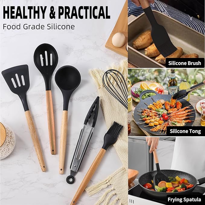 Silicone Camping Cooking Set Car Camping Essentials Cooking Kitchen Set RV Camping Cookware Must Haves Gifts Camping Cooking Essentials Camp Cooking Set for Travel Hiking Picnic