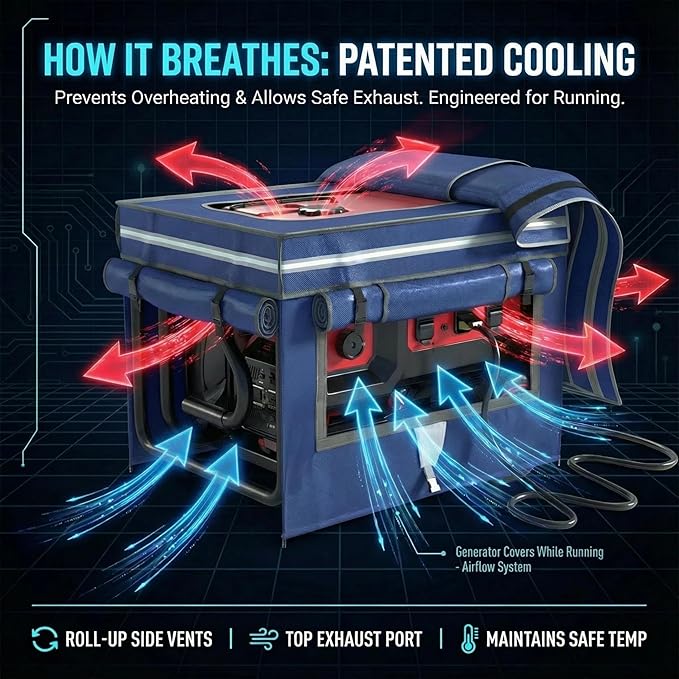 Generator Covers Generator Covers While Running 32X24X24 inches Top Can be Opened With Tool Bag and Visual Operation Window Suitable for 3000W-12000W Frame Generator Blue