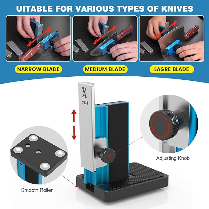 Upgraded Rolling Knife Sharpener Kit – Adjustable 10 – 40° Removable Diamond Stones (320# 800# 2000#) Compact &amp Portable – Premium Knife Sharpening System for Kitchen &amp Outdoor Use