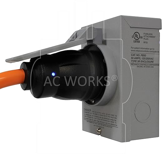 AC WORKS Generator to Transfer Switch 50Amp Inlet Box Adapter (L14-30 30Amp 4-Prong to CS6364 Flexible)