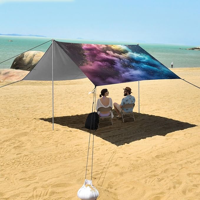 ALAZA Dreamy Christmas Tree Beach Tent Sun Shelter Portable Canopy Sunshade for Outdoor Camping Picnics Backyard Fun 10x9 ft