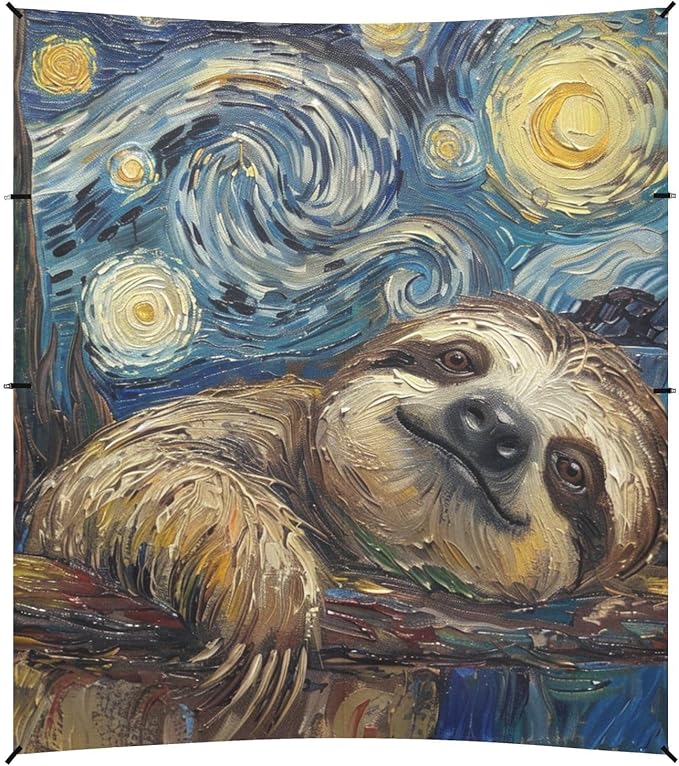 ALAZA Cute Sloth Starry Night Sky Beach Tent Sun Shelter Portable Canopy Sunshade for Outdoor Camping Picnics Backyard Fun 10x9 ft