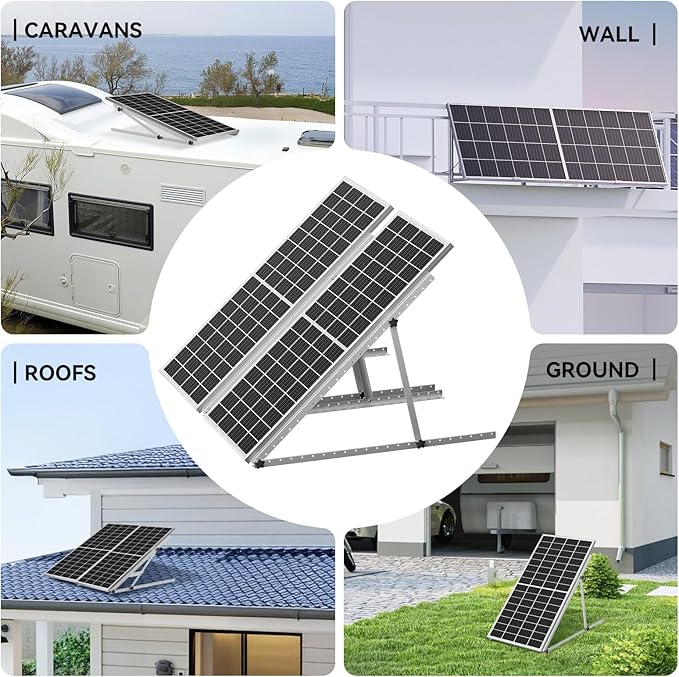 Upgraded 47in 2 Sets Adjustable Solar Panel Tilt Mount Brackets Foldable Tilt Legs Support 100 200 300 400 500 Watt Solar Panels 4-8Pcs Solar Panel Stand for Roof Off-Grid RV and Boat