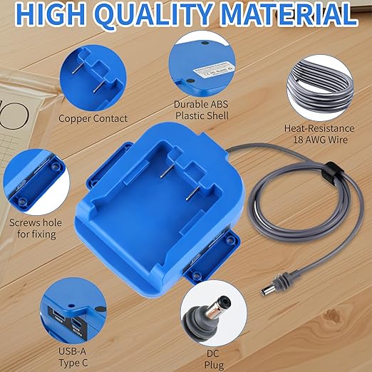 3.28FT for Starlink Mini Power Cable Compatible with Kobalt 24V Battery Battery Adapter Direct to Starlink Mini DC 18AWG Power Cable (Blue)