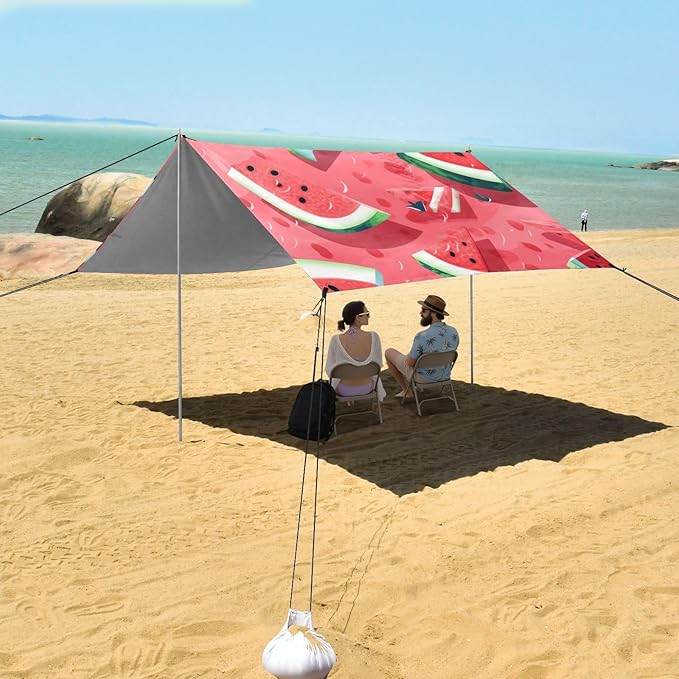 ALAZA Red Tasty Watermelons Slices Beach Tent Sun Shelter Portable Canopy Sunshade for Outdoor Camping Picnics Backyard Fun 10x9 ft