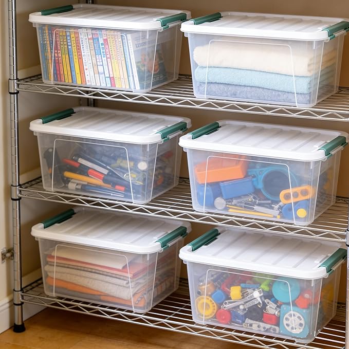 Xyskin 35 Quart Clear Large Storage Box Plastic Storage Bins Set of 6