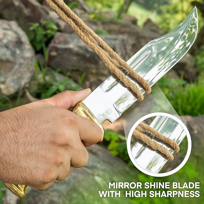 14 Crocodile Dundee-Fixed Blade Bowie Knife With Sheath-Survival-Hunting Knife with Leather Handle-Tactical Knife for Camping Outdoor Bushcraft - Gift for Men