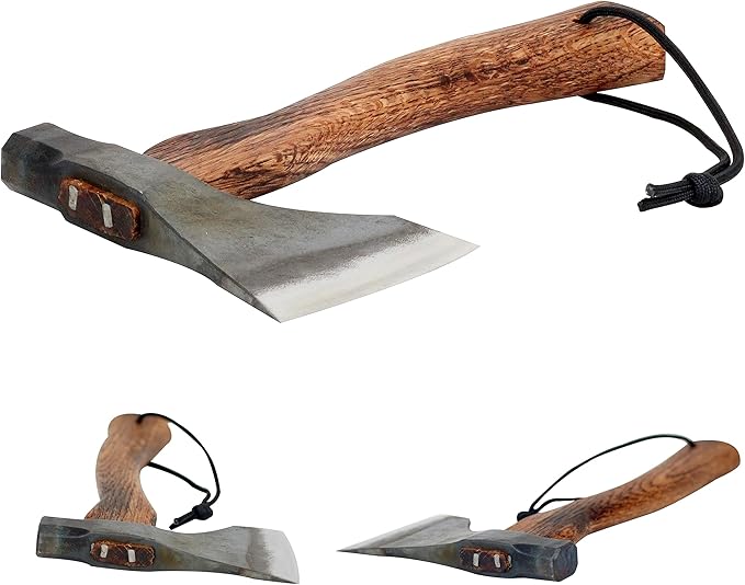 Mastiff Gears® Master Hand-Forged Mini Hatchet Wooden Handle Camping Axe Wood Splitting Axe for Camping bushcraft Hunting Survival Enthusiast