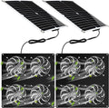 Rossesay 2 Set Solar Panel Fan Kit with 4 Fans 12w USB Weatherproof Solar Exhaust Fan Outdoor Solar Greenhouse Fan Portable Chicken Coop Fan Metal Shell for Sheds Attic Pet Houses Window Exhaust