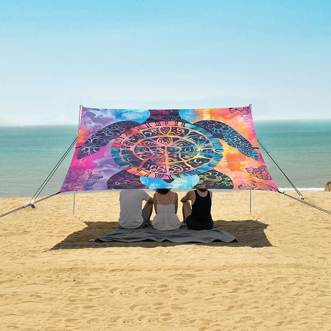ALAZA Silhouette Turtle Beach Tent Sun Shelter Portable Canopy Sunshade for Outdoor Camping Picnics Backyard Fun 10x9 ft