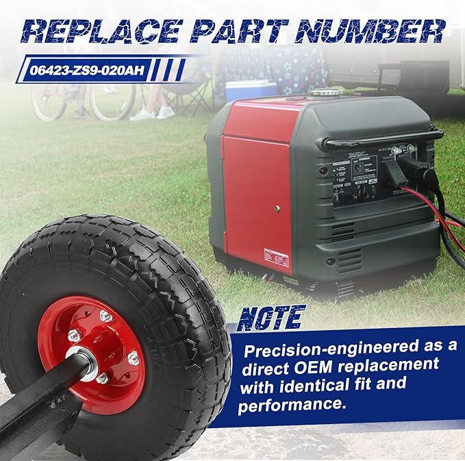 Red All Terrain Wheel Kit Fit For Honda EU3000is Generator Solid Tires OE 06423-ZS9-020AH 06423ZS9020AH