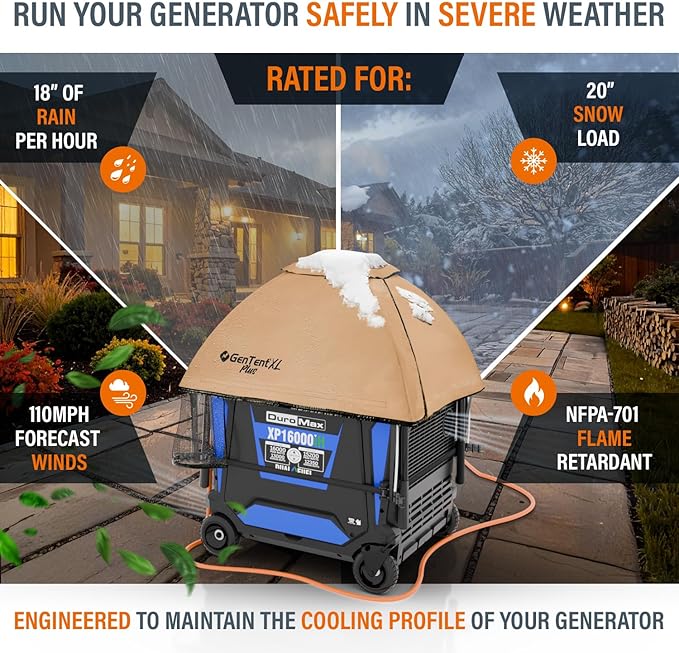 GenTent XL Inverter Running Cover – Generator Tent for Larger Encased Inverters (Tan XL - Plus)