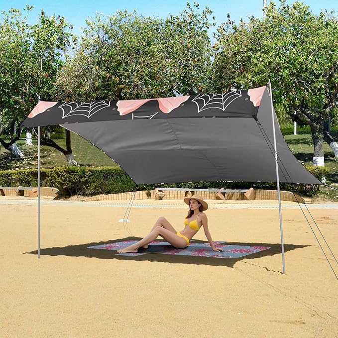 ALAZA Web Bow Pattern Beach Tent Sun Shelter Portable Canopy Sunshade for Outdoor Camping Picnics Backyard Fun 10x9 ft