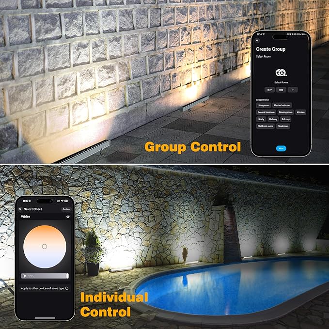 Smart Wall Washer Lights Adjustable Color Temperature 2700K-6500K72W 9600lm 1%-100% Brightness Dimmable LED Bar Light APP &amp Remote Control for Outdoor Compatible with Alexa/Google Assistant