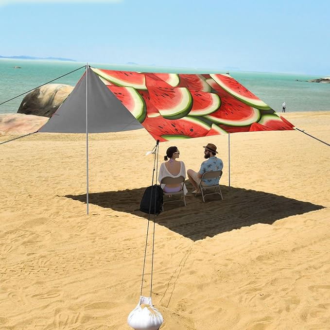 ALAZA Cut Watermelon Pattern Beach Tent Sun Shelter Portable Canopy Sunshade for Outdoor Camping Picnics Backyard Fun 10x9 ft