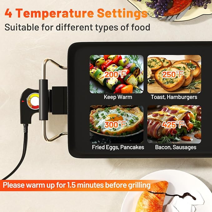 Costzon 35.5 Electric Griddle 1400W Nonstick Extra Large Griddle Long Table Top Grill w/5-Level Temp &amp Drip Tray Indoor Outdoor Cooking Plates Teppanyaki Grill for Pancake BBQ Camping Gather