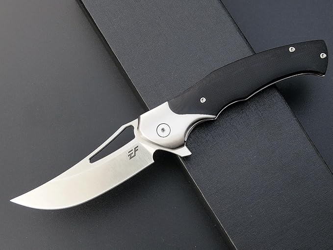 Eafengrow EF7 Folding Knife K110 Steel Blade G10&amp Stainless Steel Handle EDC Tool Knives for Outdoor Working Camping Hiking(black)
