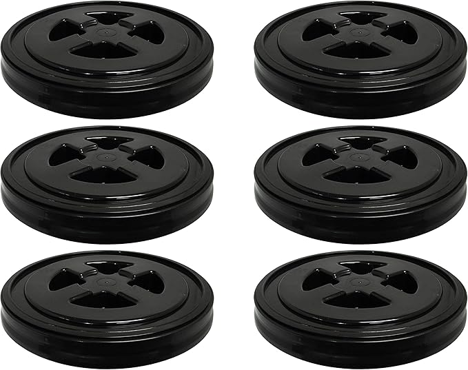 Twister Seal Lids (6 Pack) - Easy Access Bucket Lids (will fit MOST buckets 3.5-7 gal) (Black)